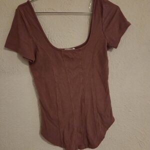 Bozzolo Mauve Ribbed Bodysuit